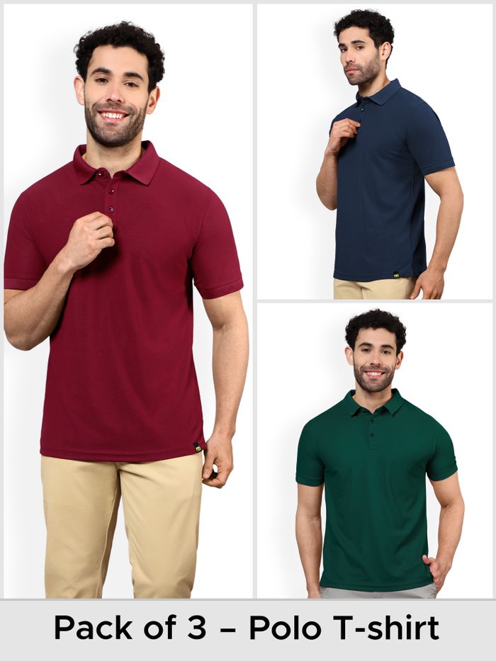 "Pack of 3 Premium Quality Polo T-Shirts for Men"