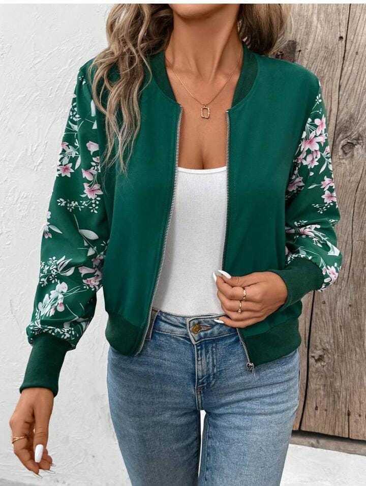 "Trendy Flower Zipper Jacket — Stylish, Cozy & Perfect for Winter!"