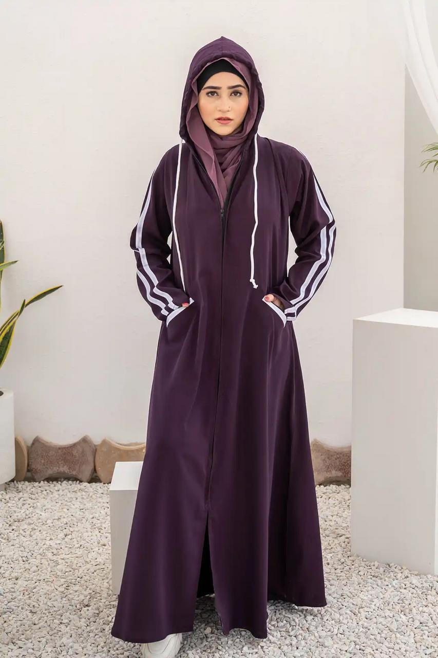 "Premium Women’s Hoodie Abaya – Double Fleece, Front Zipper"