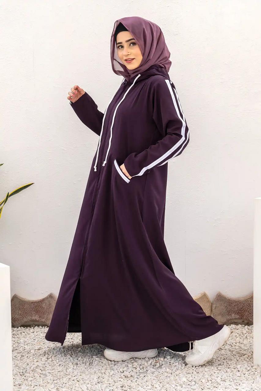 "Premium Women’s Hoodie Abaya – Double Fleece, Front Zipper"