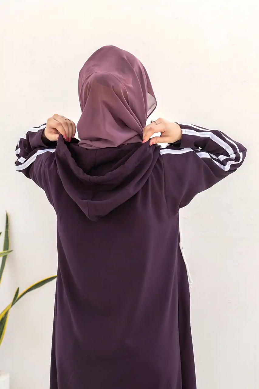 "Premium Women’s Hoodie Abaya – Double Fleece, Front Zipper"