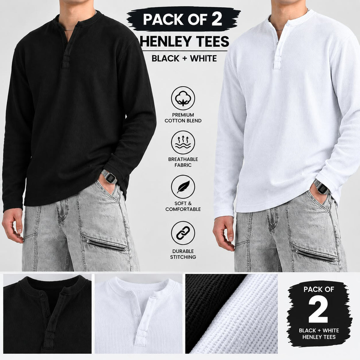 Premium Henley T-Shirt — Stylish Look, Comfortable Fit