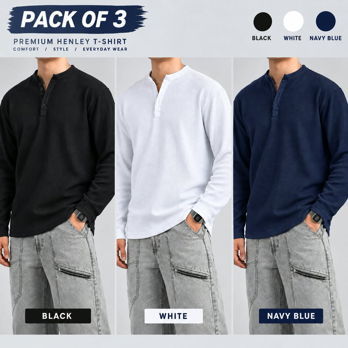 Premium Henley T-Shirt — Stylish Look, Comfortable Fit